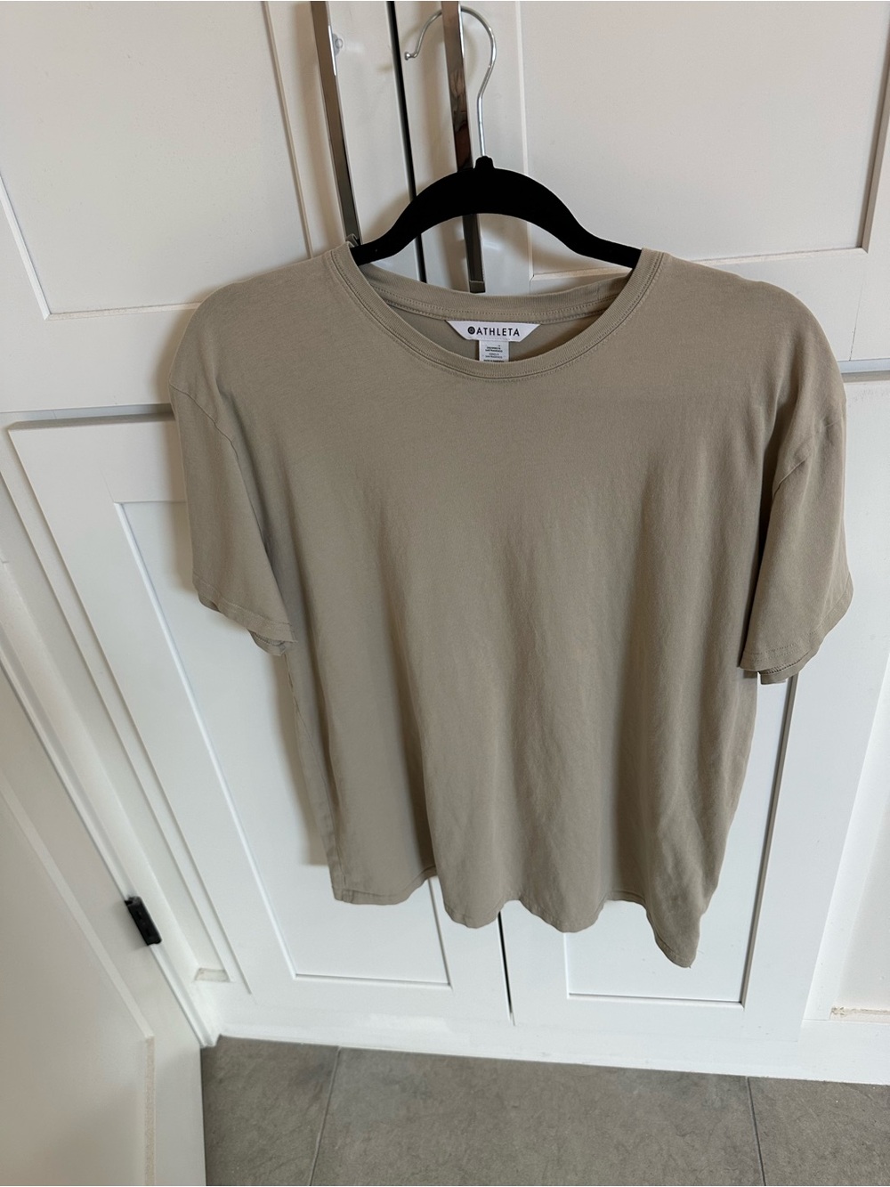 Athleta Ecru True Cotton Short Sleeve Crew Tee Size Large